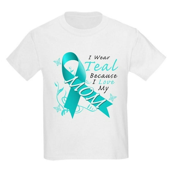 CafePress - I Wear Teal Because I Love My Mom T Shirt - Light T-Shirt Kids XS-XL