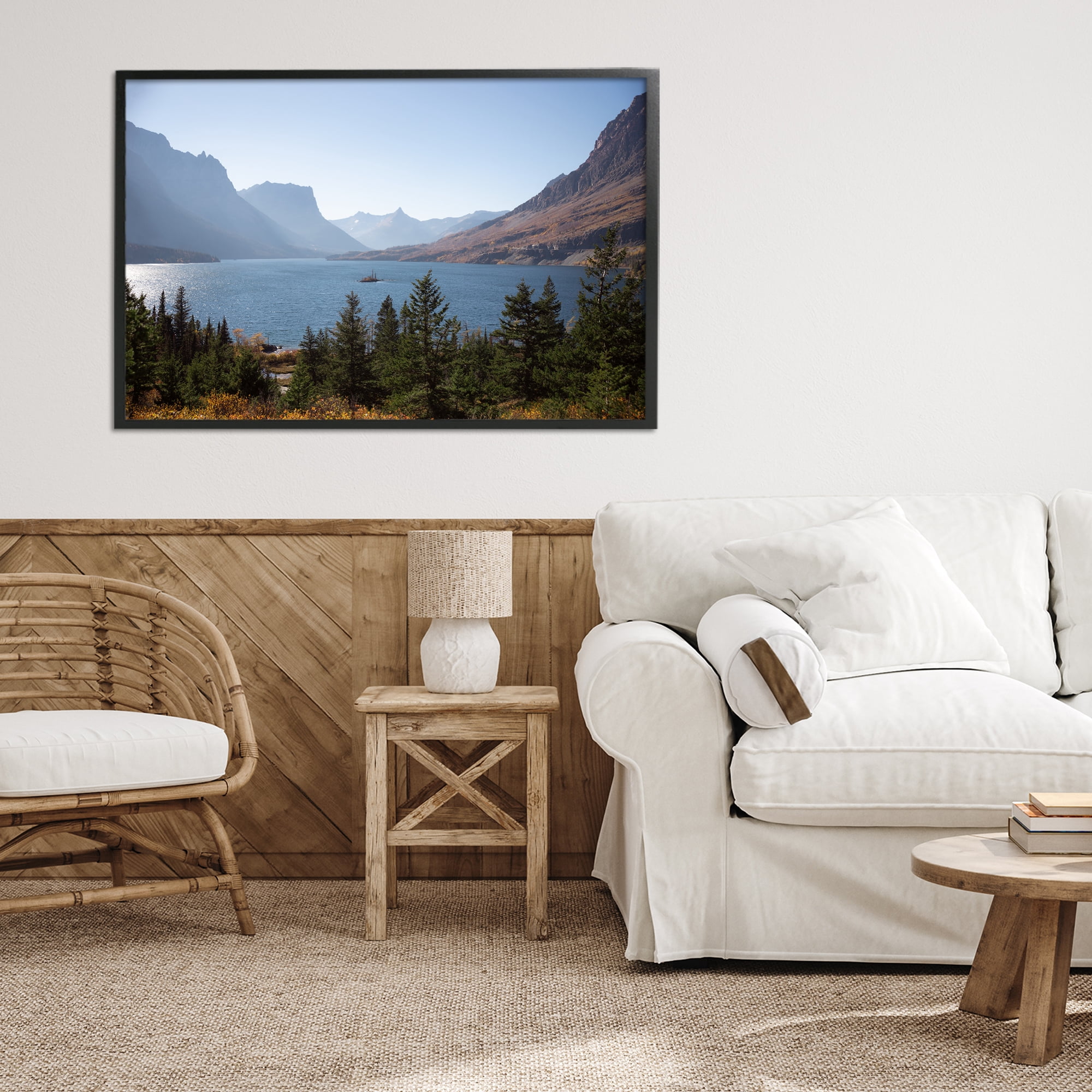 Stupell Industries Cliffs Overlooking Lake Black Framed Giclee Art, design by Carol Robinson