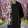 thumbnail image 2 of eileial Men's Kimono Cardigan Jackets Casual Long Sleeve Open Front Coat Lightweight Yukata Outwear,Pink XXXL, 2 of 6