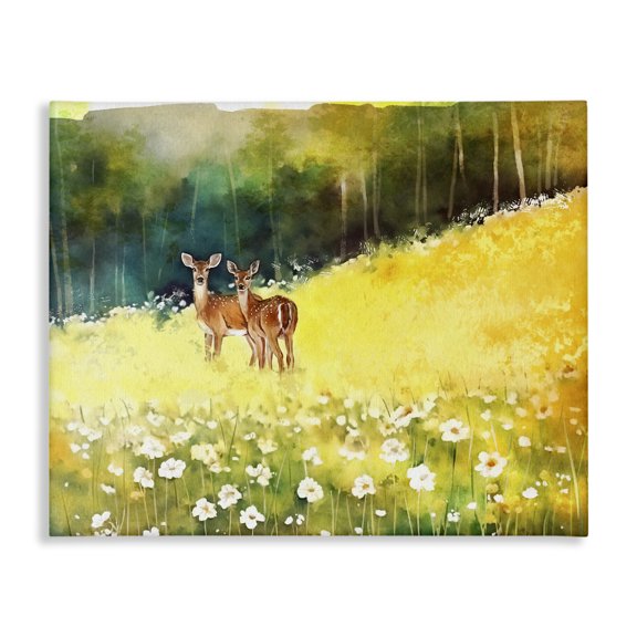 Stupell Industries Farmhouse Fawns in Meadow Watercolor Canvas Art, 30 x 24, by Ziwei Li