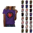 thumbnail image 1 of T-shirts de la Saint-Valentin pour Femmes 2026 Mode Manches Courtes Col Rond Cœur Graphique, 1 of 4