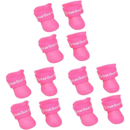 3pcs Dog Pet Boots Walking Adjustable Medium Colors and Cute Shoes- Rainy Outdoor Winter Cats Slip Small Cover Rubber Candy Straps Shoes PVC Dogs Pink for Paws Bootie/Protector
