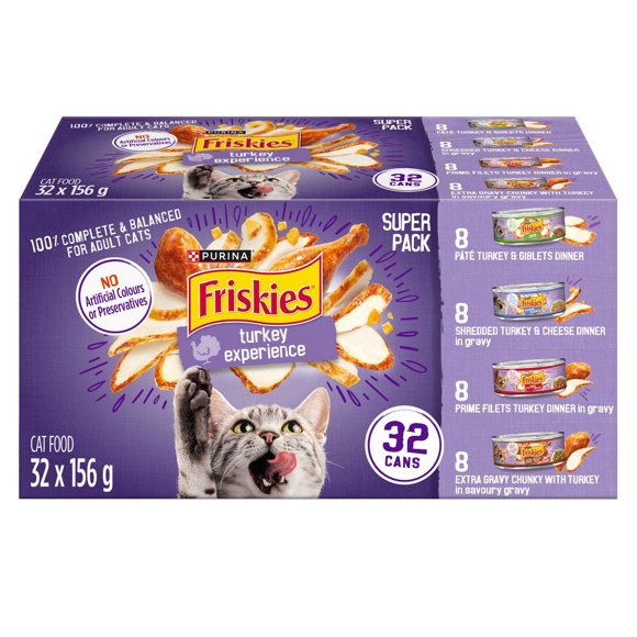 Friskies Délicieuse Dinde Assortiment, Nourriture pour Humide pour Chats 32 x 156 g