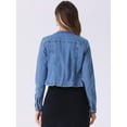 thumbnail image 3 of DARING DIVA Women's Collarless Button Down Long Sleeve Denim Jacket M Light Blue, 3 of 6