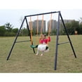 thumbnail image 6 of Gzxs Swing Sets for Backyard, Heavy Duty Metal Swing Frame Saucer Swing,A Frame Metal Swing Set with 2 Swing Seats,Belt Swing,Great for Indoor and Outdoor Activities (Blue), 6 of 7