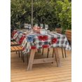 thumbnail image 3 of Outdoor Tablecloth with Umbrella Hole for Patio/Picnic/Party/Camping, Red Blue Floral Waterproof Table Cloth Rectangle Table Cover Washable, Independence Day Flowers Black Buffalo Plaid (60"x 84"), 3 of 8