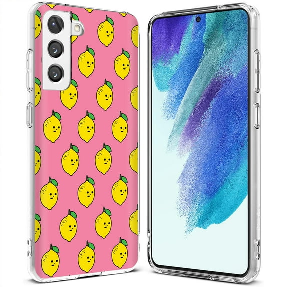 TalkingCase Slim Case Compatible for Samsung Galaxy S21 FE 5G (Fan Edition), Lemon MaMa Pink Print, Lightweight, Flexible, Soft, USA