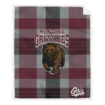 Pegasus Montana Grizzlies 60- x 70- Plaid Steel Ultra Cozy Sherpa Blanket