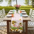 thumbnail image 4 of Table Runners 48 Inches Long Dress Scarves, Spring Farmhouse Kitchen/Dining Table Runner, Short Coffee Tablerunners, Bicycles Blossom Botanical Sunflowers Pink Plaid 13x48 Inch, 4 of 9