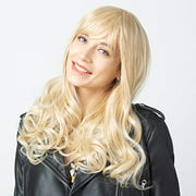 Long Blonde Human Hair Wigs for Women Natural Wavy Human Hair Wigs with Bangs…