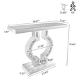 thumbnail image 2 of GA Home Silver Mirrored Console Table with Crushed Diamond Inlay, 39.4'' Long Glass Entryway Sofa Table, O-Shaped Base Modern Accent Narrow Table for Living Room, Hallway, Foyer, Entrance, 2 of 7
