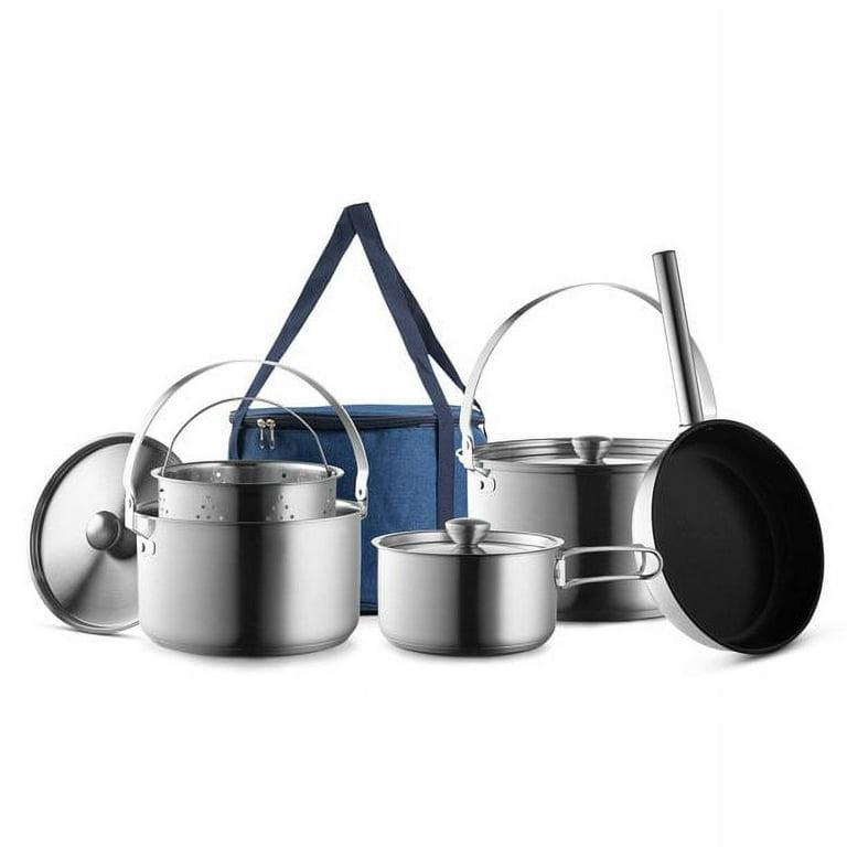 Camping Pot Set 304 Stainless Steel Outdoor Cookware Kit Cooking Set Travel  Tableware Tourism Hiking Picnic Equipment