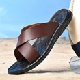 thumbnail image 2 of chanclas planas ligeras sin cordones de talla grande 47 de alta calidad, chanclas de verano para hombre, zapatillas de cuero para hombre, nuevos zapatos de playa, zapatillas, 2 of 4
