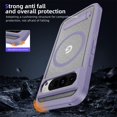 thumbnail image 4 of Decase Magnetic Case for Google Pixel 8A,Heavy Duty Anti-Scratch Rugged Kickstand Mag-Safe Cover for Women Men,Dual-Layer Protection Military Grade Protective Case for Google Pixel 8A,Purple+Clear, 4 of 7