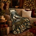 thumbnail image 3 of Moose Family By Lake Mountains Rustic Scene, Peaceful Mountain Lake Scene, Warm Flannel Blanket for Cabin and Lodge, Outdoor Lovers Friendship Gift, Festive Home Decor, 3 of 9