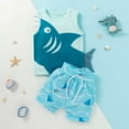 thumbnail image 2 of Fesfesfes Summer Baby Boys Clothes Set Cartoon Shark Print Sleeveless T-shirt Tops Shorts, 2 of 9