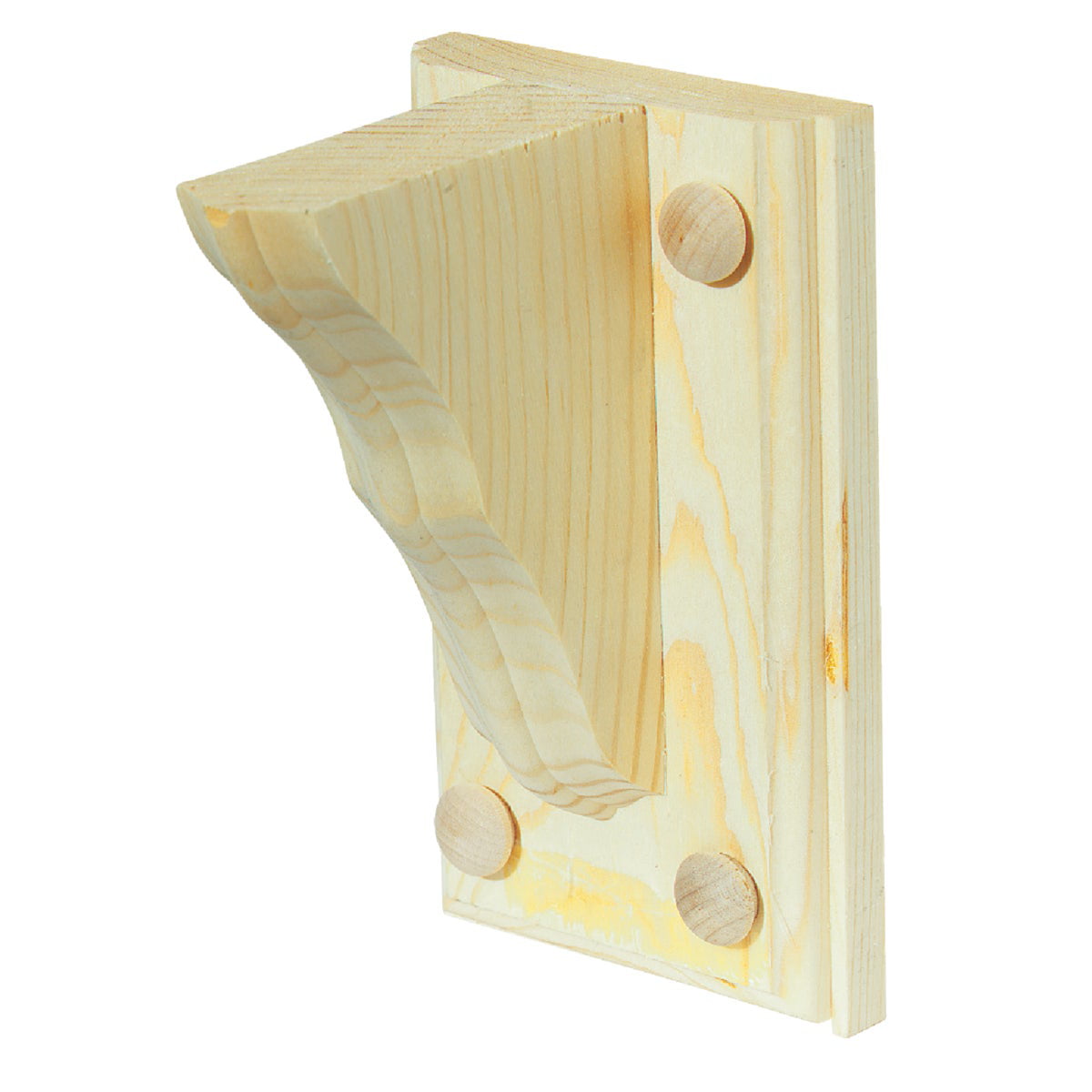 Natural Wood Shelf Bracket with Backplate H Waddell 4 In D x 6 In 
