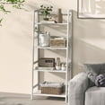 thumbnail image 2 of Giantex 4-Tier Bamboo Ladder Shelf, Wodden Bookshelf w/Fence Protection, Multifunctional Freestanding Plant Flower Display Stand, 2 of 8