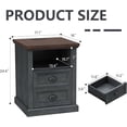 thumbnail image 3 of VanAcc Nightstand with Charging Station,Farmhouse End Table with Two Drawer,Side Tables with Outlets for Bedroom, Living Room, Closet, Two Deep Grey, 3 of 5