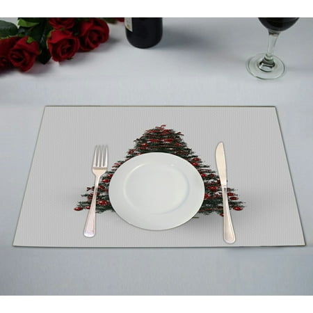 

ECZJNT Colorful christmas tree Placemat Table Mat Cup Mat 12x18 inch Set of 2