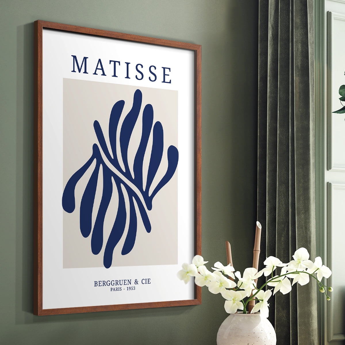 Matisse CDXII in Brown Solid Wood Framed Print No Nail Hanging