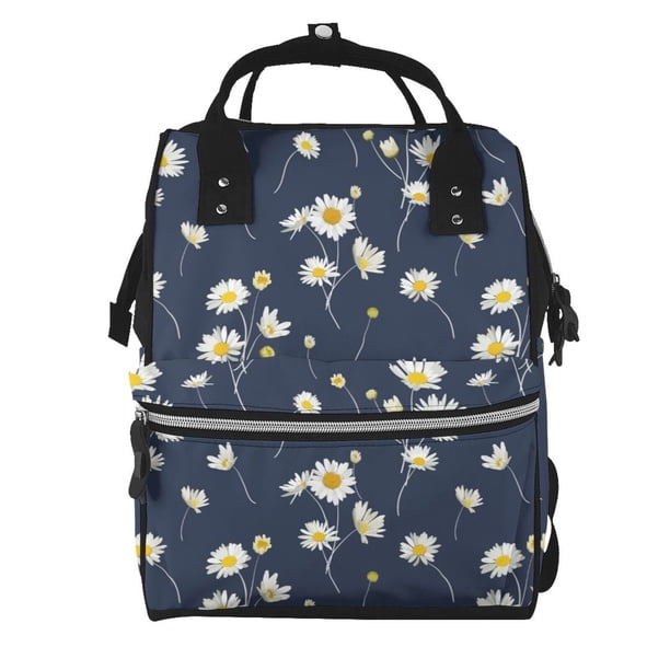 Easygdp Daisies Flowers para Bolsa de Bebé de Gran Capacidad con Múltiples Bolsillos, Bolsa de Pañales para Padres, Bolsa de Viaje Organizada y Elegante