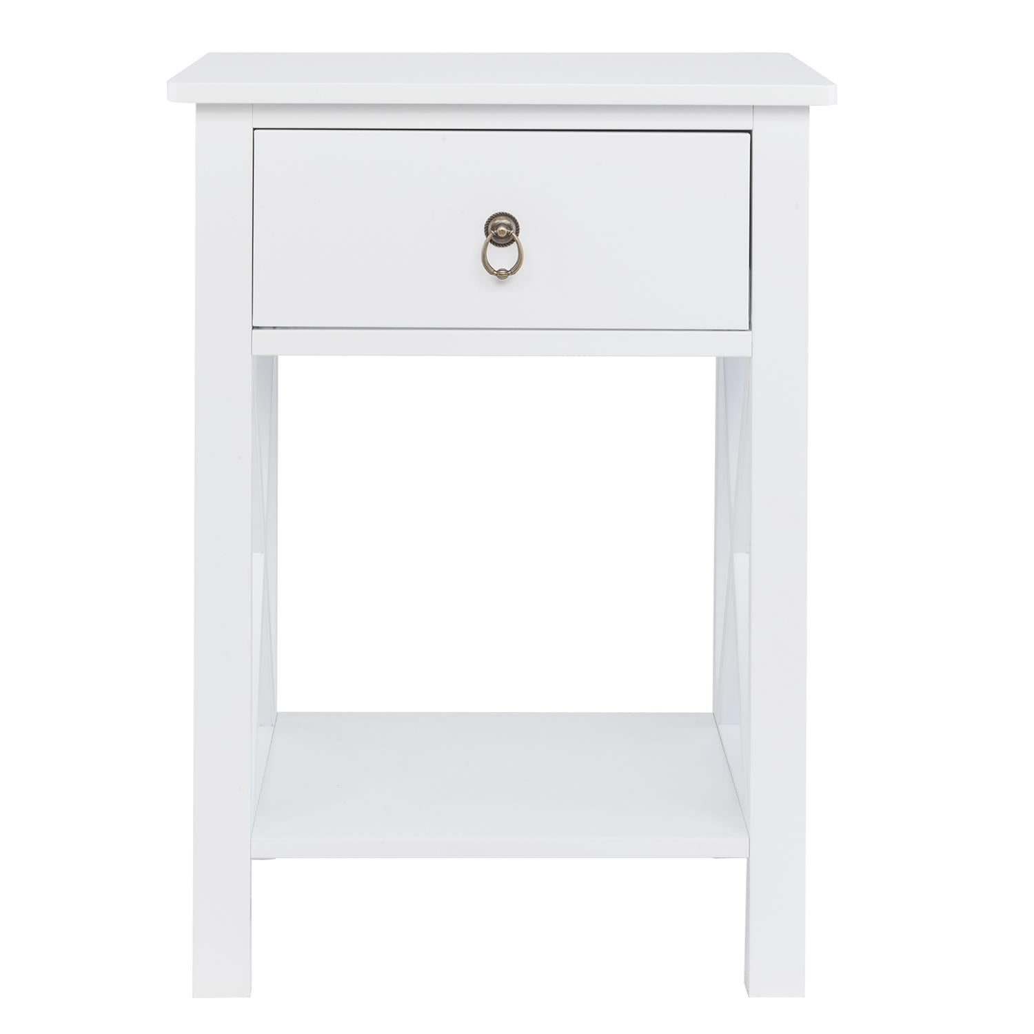 UBesGoo Night Stands for Bedroom Rustic Nightstand Bedside End Tables with Drawer Storage,White