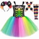 thumbnail image 2 of Disfraz de esqueleto para niños, vestido de tul con tutú y huesos de arcoíris coloridos, disfraces de esqueleto fantasma para Halloween para niñas, vestidos elegantes para niñas pequeñas, 2 of 5