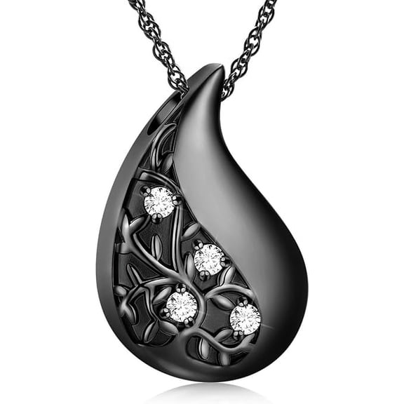 Tree of Life Teardrop Urn Necklace for Ashes Family Tree Keepsake Cremation Pendant Memorial Jewelry for Women Memorial Human Ashes Pendant