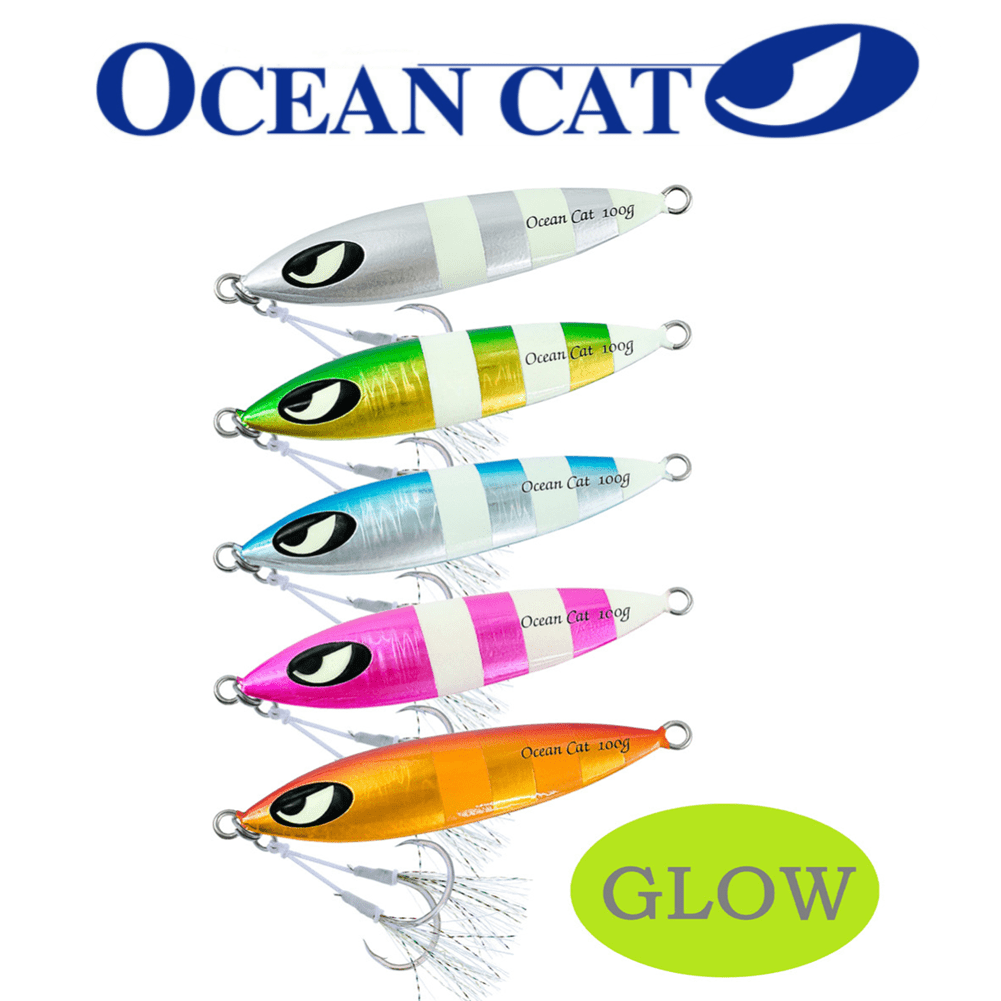 OCEAN CAT Slow Fall Pitch Fishing Lures Sinking Lead Metal Flat Jigs Jigging Baits with Hook for Saltwater Fishing