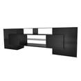 thumbnail image 5 of Unique Shape TV Stand with 2 Illuminated Glass Shelves, High Gloss Entertainment Center for TVs Up to 80", Versatile TV Cabinet with LED Color Changing Lights for Living Room, Black, 5 of 12