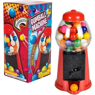 Gumball Machine - 12 Inch Candy Dispenser for 0.62 Inch Bubble Gum Ball and  More - Vintage Heavy Duty Red Metal with Large Glass Ball- Easy Twist-Off