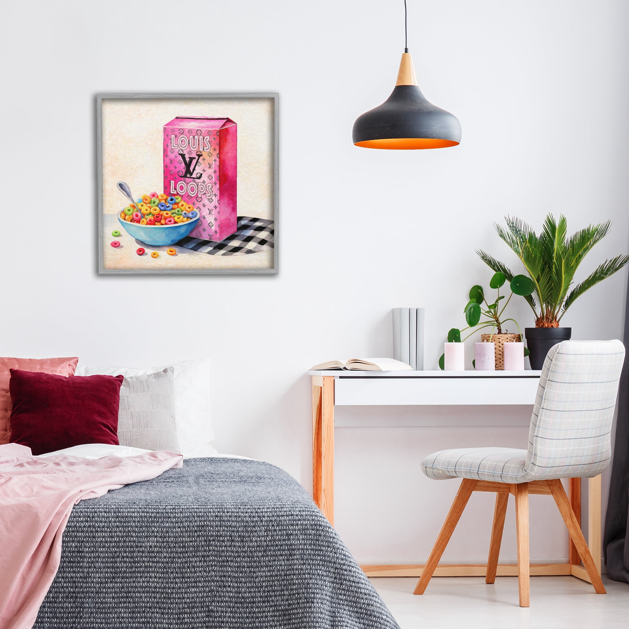 Stupell Industries Fashion Loops Cereal Gray Framed Giclee Art, design by Grotto Studios