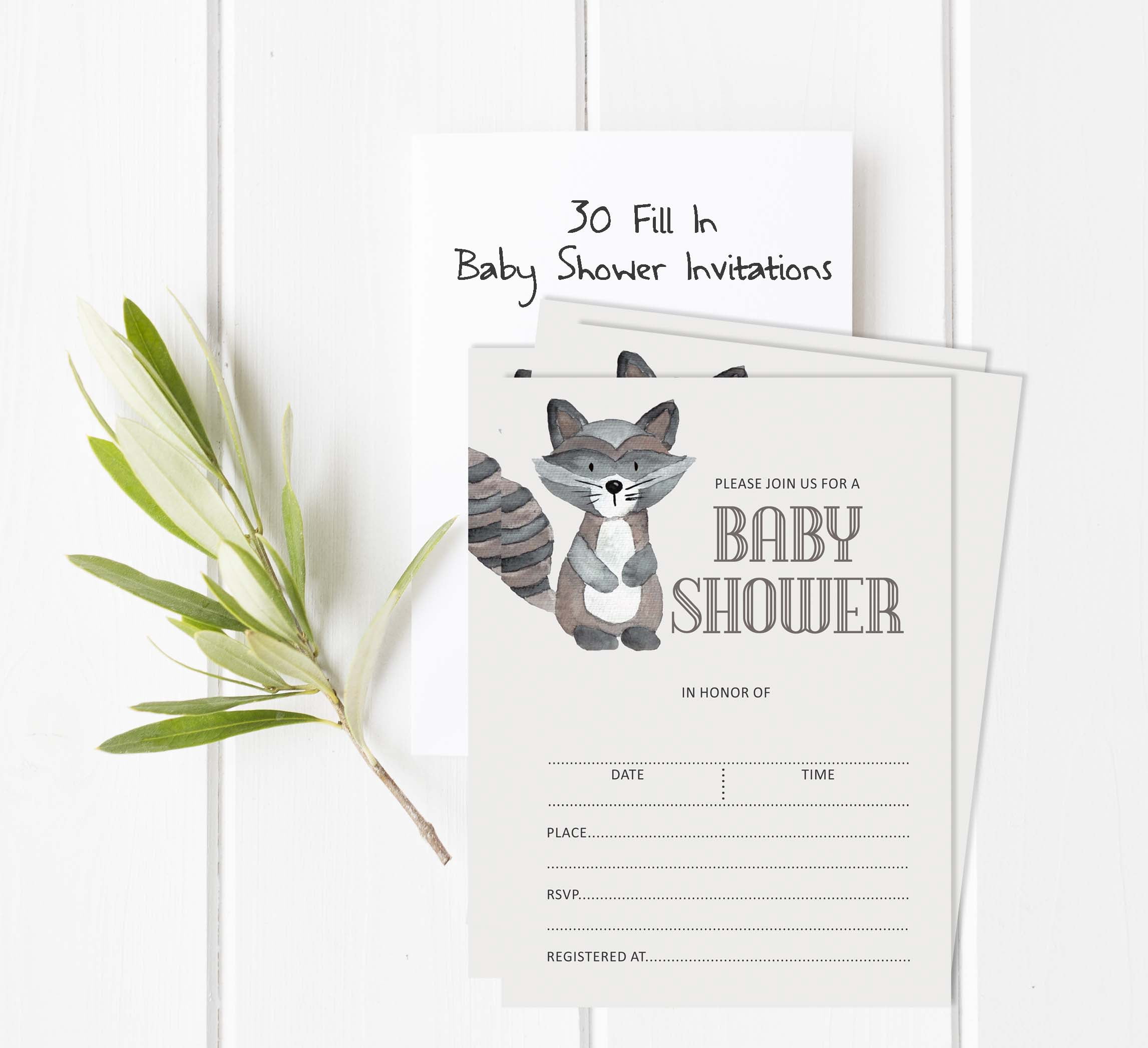 Inkdotpot 30Jungle Animals Baby Shower Invitation Cards Gender Neutral Fill In Blank Invites