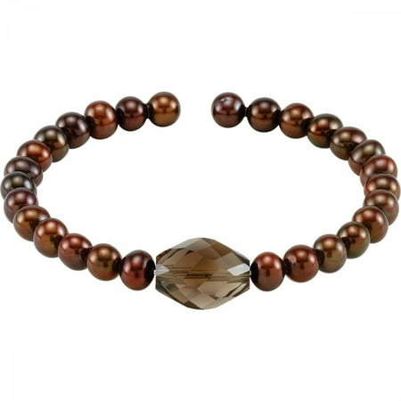 - Copper Freshwater Cultured Pearl & Smoky Quartz Bracelet 68397 / Smoky Quartz And Copper Pearl / Cuff Bracelet