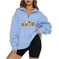 thumbnail image 2 of 2023 Chandail en Molleton Mode pour Femmes 50 % de Réduction Liquidation Femmes Décontracté Imprimé Halloween Col Rabattu Manches Longues Blouse Ample Pull Tops, 2 of 4