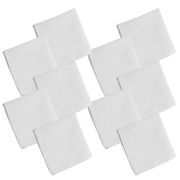 Yammee Pack of 10 Men's Cotton Handkerchiefs in White Small Handkerchief Hankie