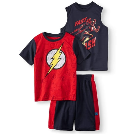 Flash Performance Tee, Muscle Tank, and Shorts, 3-Piece Outfit Set (Little Boys)