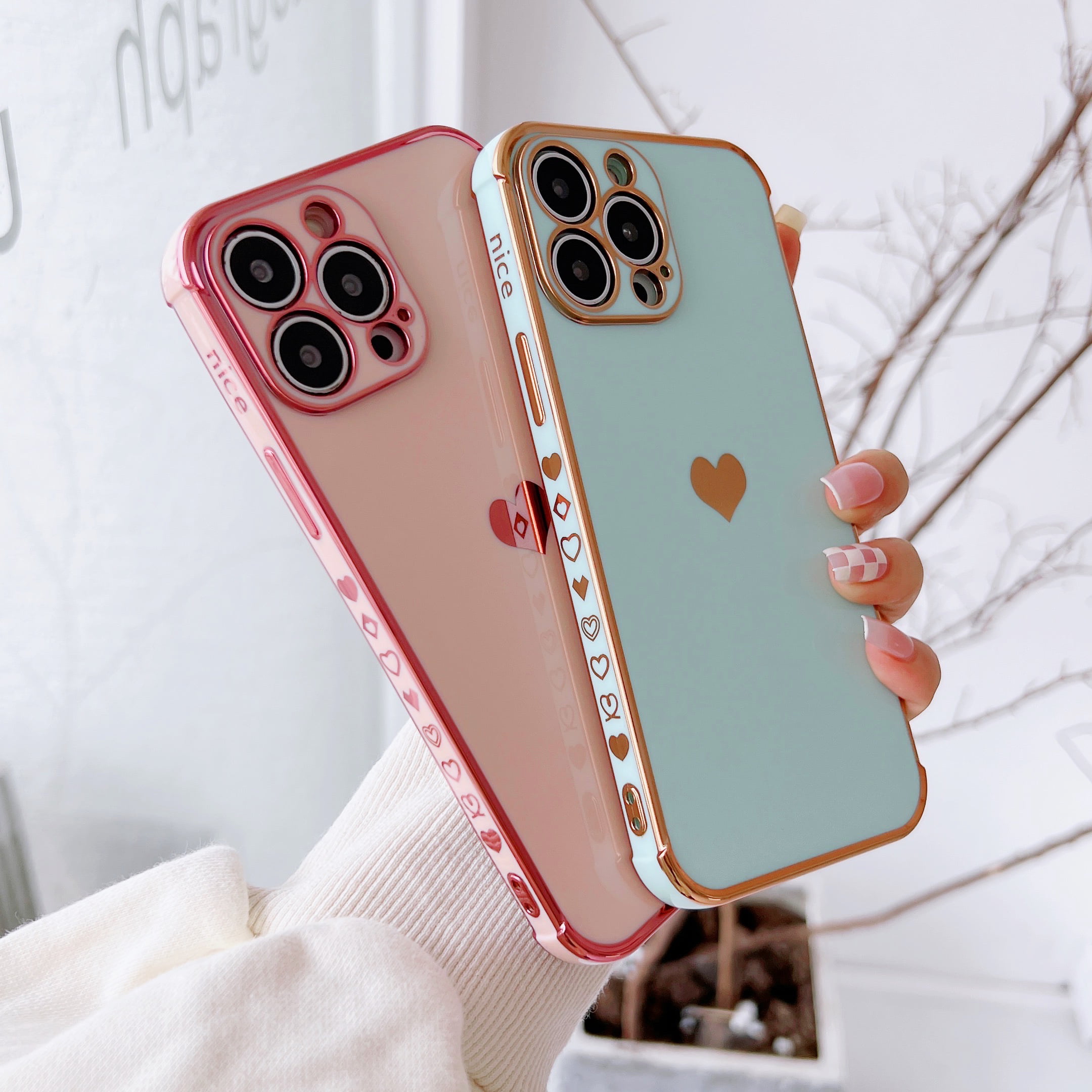Cute Hard Silicone Phone Cover Case For Apple iPhone 11 Pro Max Case with  [Tempered Glass Screen Protector] Shock Proof for Girls Women - Glitter  Rose Gold 