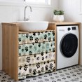 thumbnail image 3 of Sage Green Beige Farmhouse Cabinet Curtain 35"Wx35"L,Dustproof Under Sink Skirt W/ Self Adhesive Tape,Black Dog Paw Vintage Wooden Cabinet Curtain Cover for Kitchen Sink,Bathroom Vanity,Laundry Room, 3 of 9