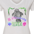 thumbnail image 4 of Inktastic St. Petersburg Florida Cute Swimming Manatee Women's V-Neck T-Shirt, 4 of 5