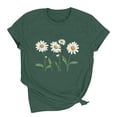 thumbnail image 4 of Xdegoge Womens Botanical Daisy Garden Graphic Short Sleeve Crewneck T Shirt Wildflower Print Nature Inspired Summer Casual Loose Comfort Fashion Tee Artistic Floral Pattern Style Tops Shirts, 4 of 5