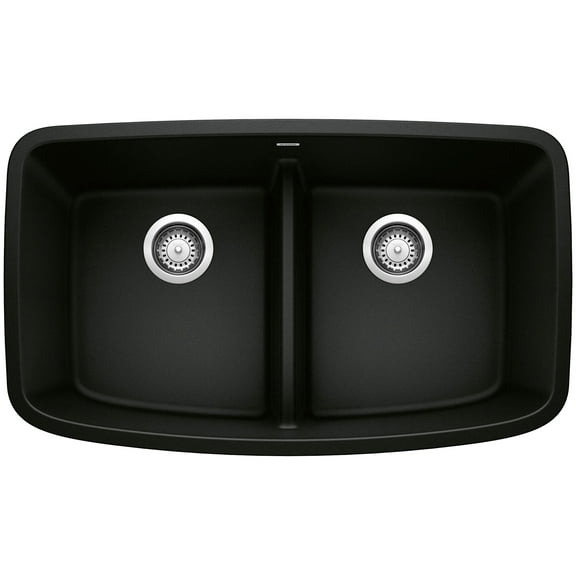 Blanco 442199 Valea 32" Undermount Double Basin Silgranit Kitchen Sink - Black