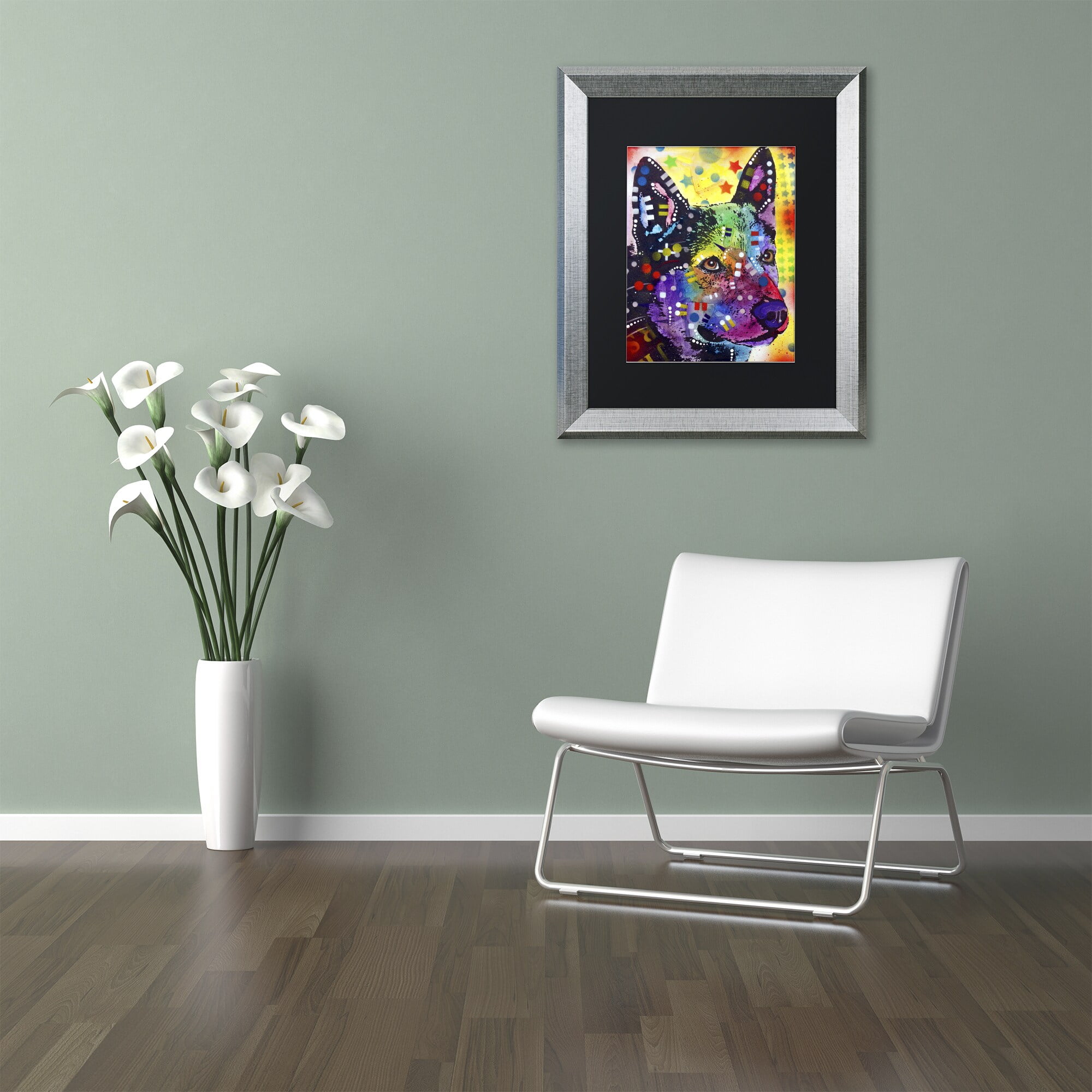 Trademark Fine Art "Aus Cattle Dog" Canvas Art by Dean Russo, Black Matte, Silver Frame