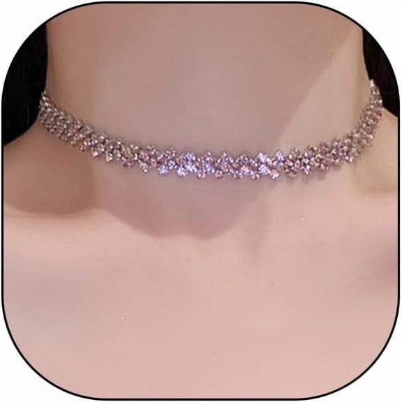 Bling Rhinestone Choker Necklace for Women Wedding Crystal Chain Necklaces | Sparkly,zirconia,collar,jewelry