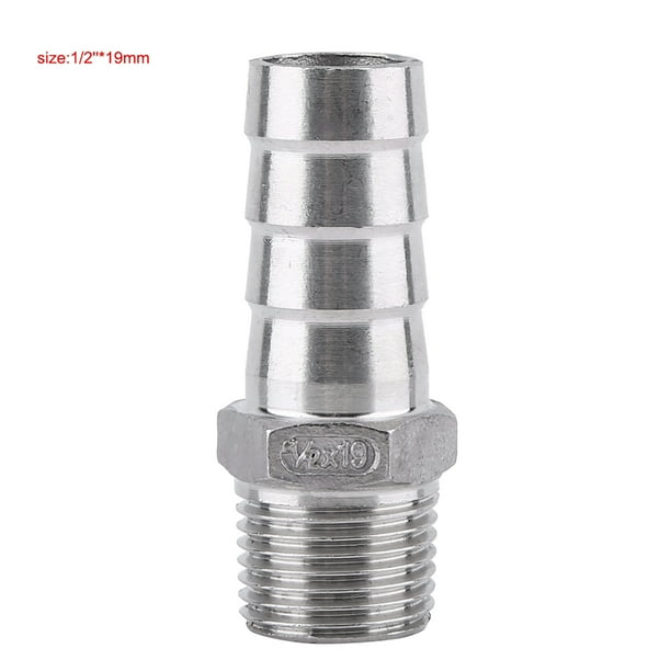 Adaptador De Espiga Para Manguera, Acero Inoxidable Ss304 Rosca Macho Conexión De Tubería Espiga Para Manguera Espiga Bsp 1/8 "~ 3/4" Se Utiliza Para Conectar Muchas Tuberías Diferentes (1/2 * 19mm)