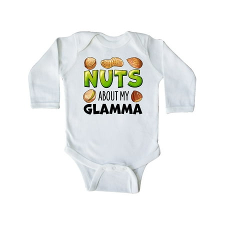 

Inktastic Nuts About My Glamma Peanut Almond Pistachio Gift Baby Boy or Baby Girl Long Sleeve Bodysuit