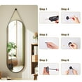 thumbnail image 5 of BEAUTYPEAK 48" x 16" Full Length Mirror Oval Hanging Wall Mirror with Leather Strap,Black, 5 of 15