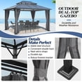 thumbnail image 3 of Howsvn 10’x12’ Patio Polycarbonate Canopy Gazebo,Steel Frame Double Roof Gazebo with Breathable Netting and Curtains - Perfect for Patio, Lawn, Garden, 3 of 5
