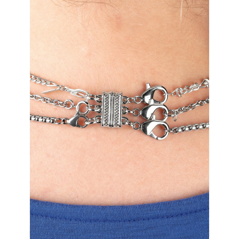 Plunder Design Trendy Fashion Jewelry Layered Magnetic Necklace Separator  Silver - Apparel & Accessories Store